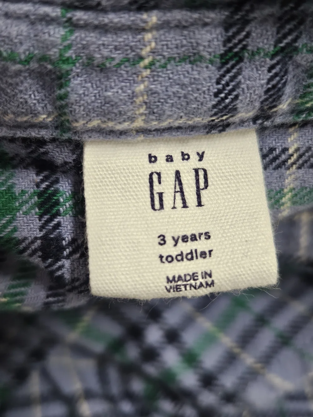 Baby GAP Boys' Blue Plaid Button-Down Shirt - Casual Dress Shirt 3 Toddler